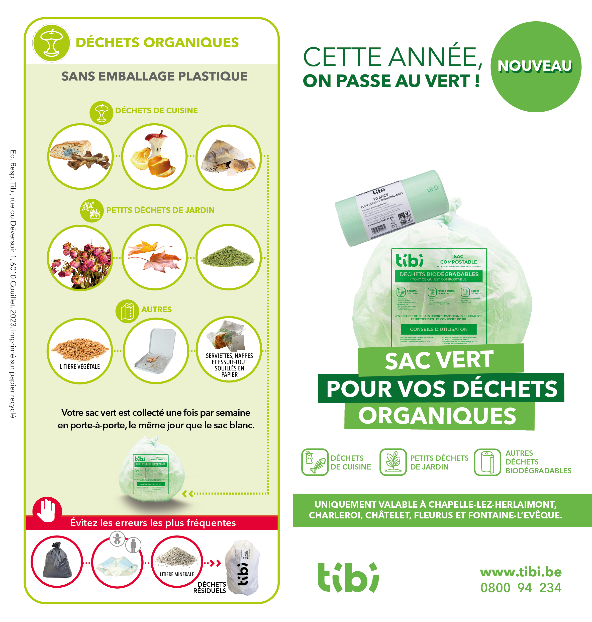 Le sac vert Tibi pour la nouvelle collecte des déchets organiques —  Chapelle-lez-Herlaimont