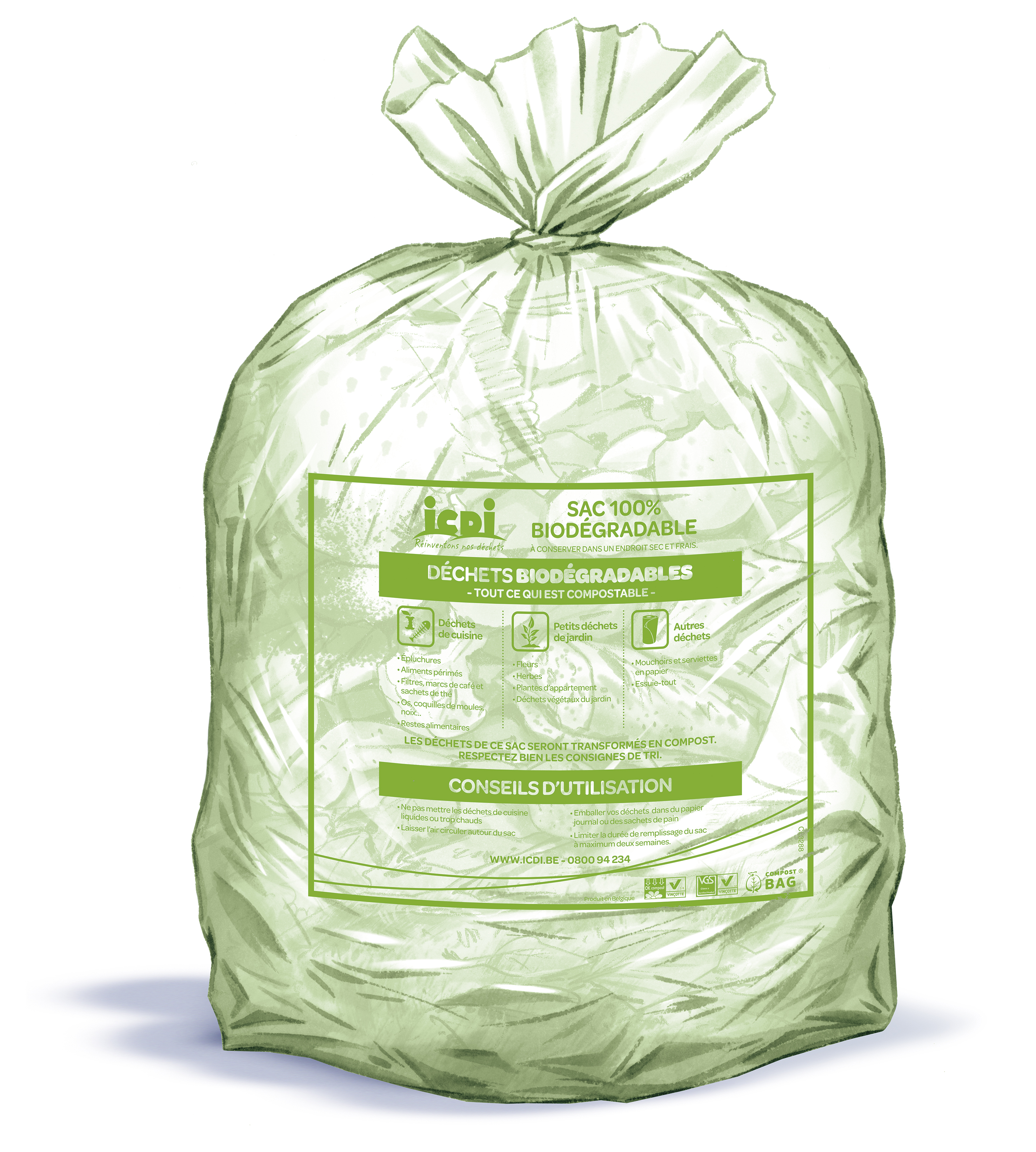 Sac à déchets verts, déchets végétaux, sac de feuilles, sac d'herbes